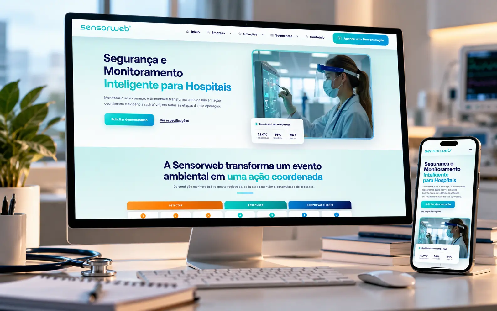 Apresentação visual do website Sensorweb